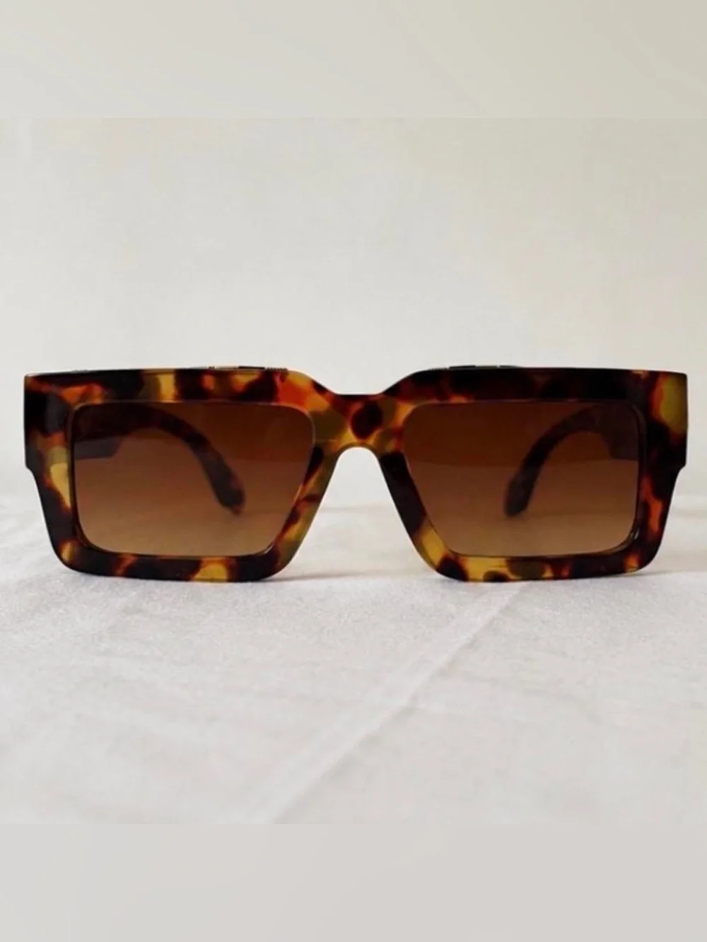 Tortoise Square Fashion Sunglasses Brown Gradient UV400